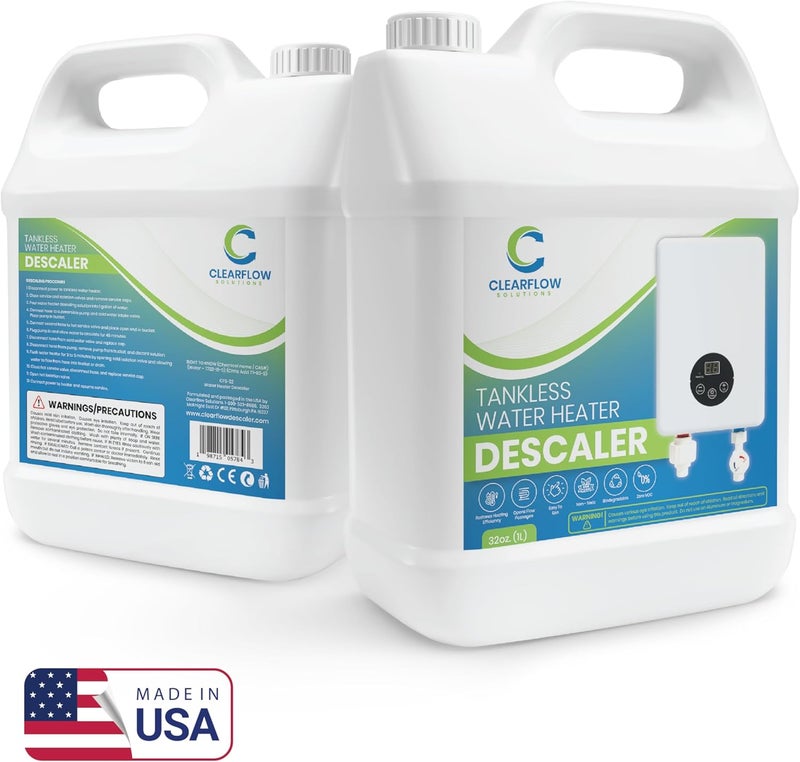 Clearflow Solutions Tankless Water Heater Descaler - Premium Descaler for Tankless Water Heater Systems, Restores Heating Efficiency, Nontoxic, Biodegradable, Made in USA! 32 Ounce (Quart) - Image 4